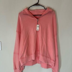 Aerie Pink Quarter-Zip Pullover